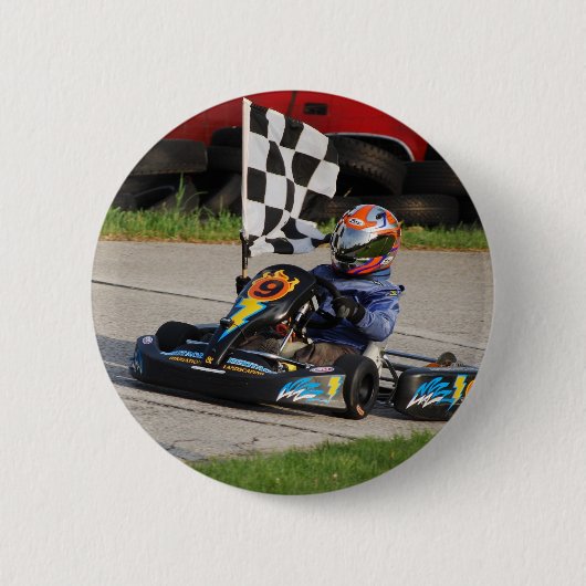 Schachbrettflaggenknopf Button (Vorderseite)