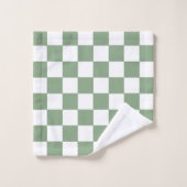 Schachbrettgrün und weiß badhandtuch set (Waschlappen)