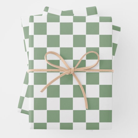 Schachbrettgrün und weiß geschenkpapier set (Beispiel)
