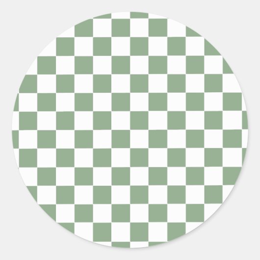 Schachbrettgrün und weiß runder aufkleber (Vorderseite)
