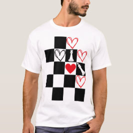 Schachbrettherz Valentinstag Black&White T-Shirt