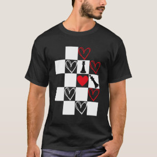 Schachbrettherz Valentinstag Black&White T-Shirt