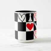 Schachbrettherz Valentinstag Black&White Tasse (Zentrum)