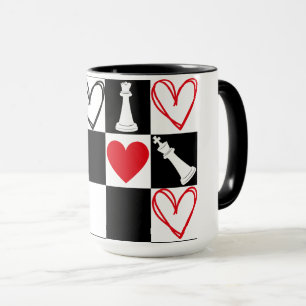 Schachbrettherz Valentinstag Black&White Tasse