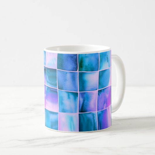Schachbrettmuster Aquarell  Kaffeetasse (VorderseiteRechts)