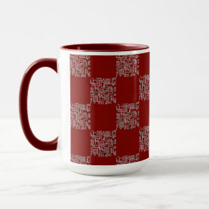 Schachbrettmuster auf burgunderrotem Hintergrund Tasse
