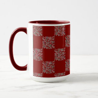 Schachbrettmuster auf burgunderrotem Hintergrund Tasse