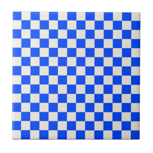 Schachbrettmuster aus Kobalt und Creme Fliese