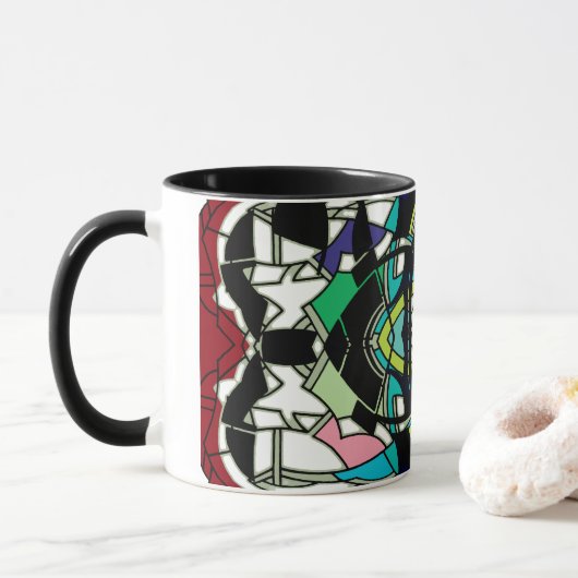 Schachbrettmuster Design Tasse (Mit Donut)