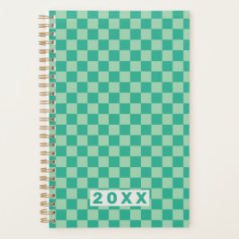 Schachbrettmuster-Dschungel-Grün Retro-Muster 2026 Planer
