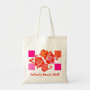 Schachbrettmuster für Hibisken Beach Bags Tragetasche
