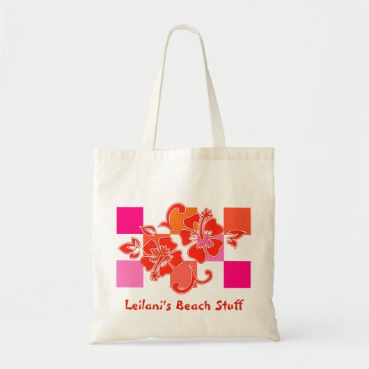 Schachbrettmuster für Hibisken Beach Bags Tragetasche (Vorne)