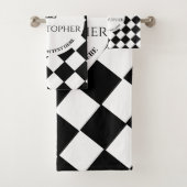 Schachbrettmuster für King & White und Black Squir Badhandtuch Set (Insitu)