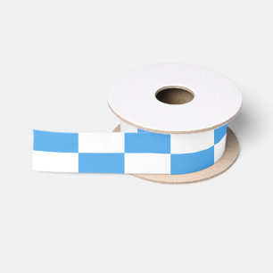 Schachbrettmuster in Blau und Weiß Satinband