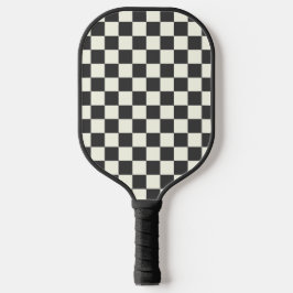 Schachbrettmuster in Off Black und Off White Pickleball Schläger