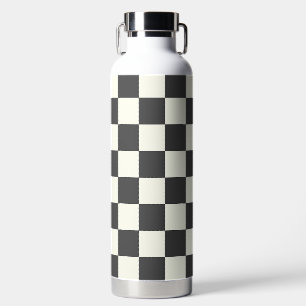 Schachbrettmuster in Off Black und Off White Trinkflasche