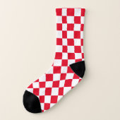 Schachbrettmuster in Rot und Weiß Socken (Links - Außen)