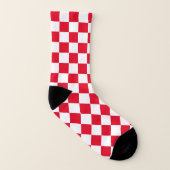 Schachbrettmuster in Rot und Weiß Socken (Rechts - Außen)