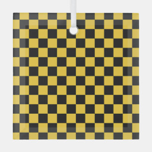 Schachbrettmuster in Schwarz und Gold Ornament Aus Glas