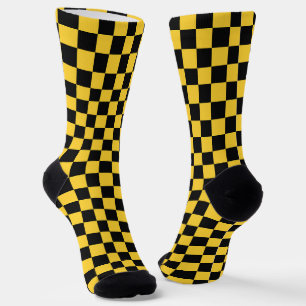 Schachbrettmuster in Schwarz und Gold Socken