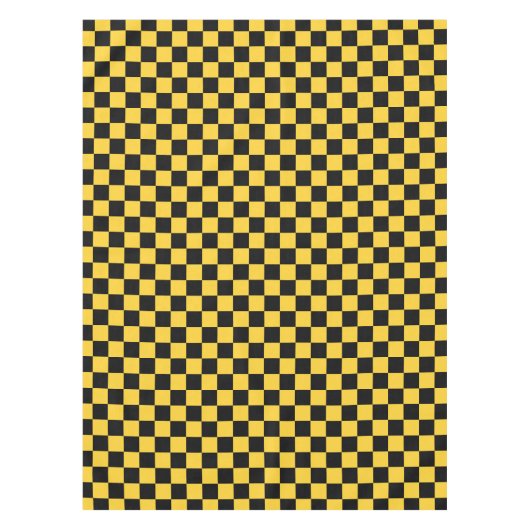 Schachbrettmuster in Schwarz und Gold Tischdecke (Vorderseite)