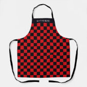 Schachbrettmuster in Schwarz und Rot Schürze (Vorderseite)