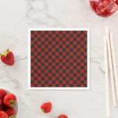 Schachbrettmuster in Schwarz und Tiefrot Serviette (Beispiel)
