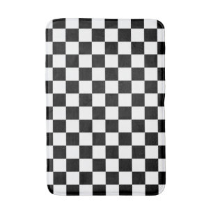 Schachbrettmuster in Schwarz und Weiß  Badematte