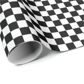 Schachbrettmuster in Schwarz und Weiß Geschenkpapier (Rolleneckpunkt)