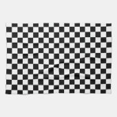 Schachbrettmuster in Schwarz und Weiß Geschirrtuch (Horizontal)