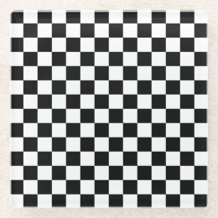 Schachbrettmuster in Schwarz und Weiß  Glasuntersetzer