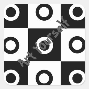 Schachbrettmuster in Schwarz und Weiß Quadratischer Aufkleber