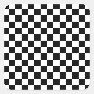 Schachbrettmuster in Schwarz und Weiß Quadratischer Aufkleber