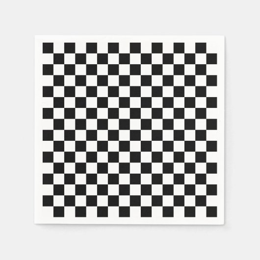 Schachbrettmuster in Schwarz und Weiß Serviette (Vorderseite)