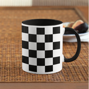 Schachbrettmuster in Schwarz und Weiß Tasse