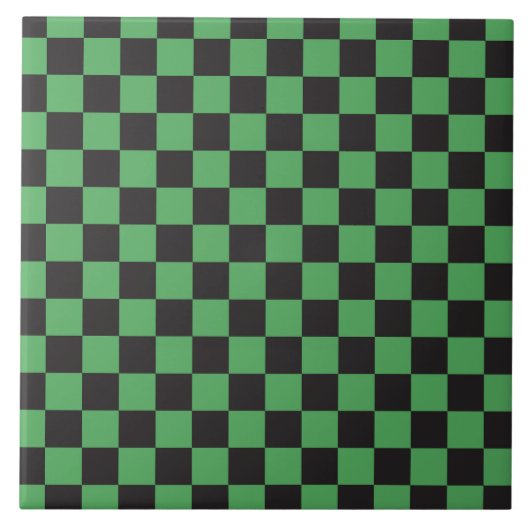 Schachbrettmuster karierte Quadrate Schach grün sc Fliese (Vorderseite)