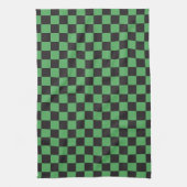 Schachbrettmuster karierte Quadrate Schach grün sw Geschirrtuch (Vertikal)