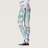 Schachbrettmuster-Kiosk-Parkblick Leggings (Links)