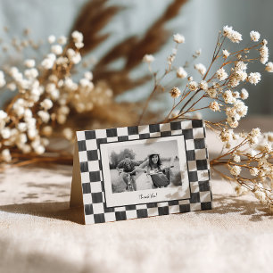 Schachbrettmuster mit personalisierter Foto Dankeskarte
