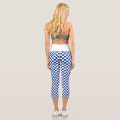 Schachbrettmuster Navy Blau Weiß Capri Leggings (Rückseite)