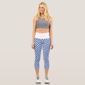 Schachbrettmuster Navy Blau Weiß Capri Leggings (Vorderseite)