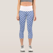 Schachbrettmuster Navy Blau Weiß Capri Leggings (Vorderseite)