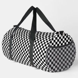 Schachbrettmuster-Rand in Schwarz und Weiß Duffle Bag