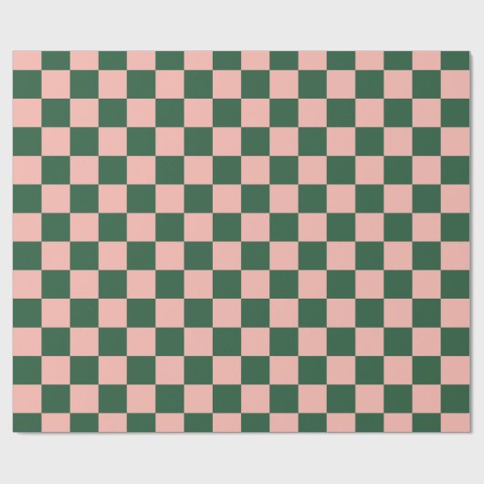 Schachbrettmuster Rosa und Grün des Jägers Geschenkpapier (Flach)