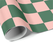Schachbrettmuster Rosa und Grün des Jägers Geschenkpapier (Rolleneckpunkt)