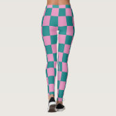 Schachbrettmuster Rosa und Grün Leggings (Rückseite)