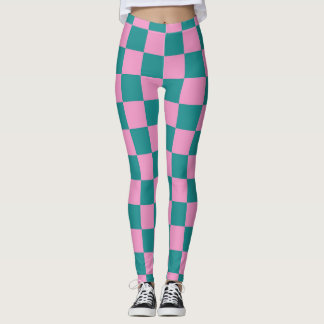 Schachbrettmuster Rosa und Grün Leggings