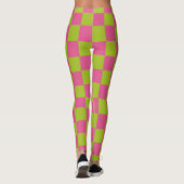 Schachbrettmuster Rosa und Grün Leggings (Rückseite)