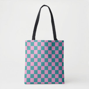 Schachbrettmuster Rosa und Grün Tasche