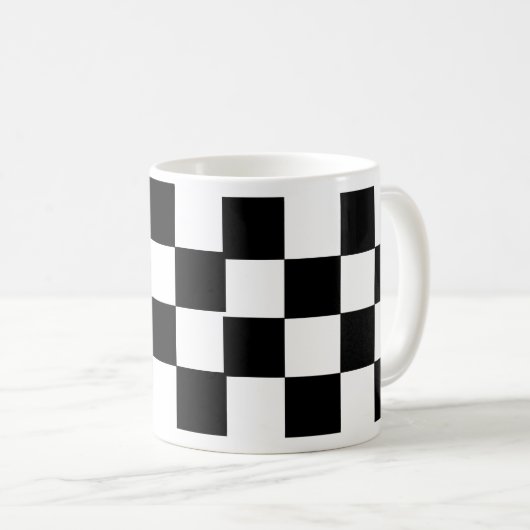 Schachbrettmuster schwarz und weiß kaffeetasse (VorderseiteRechts)